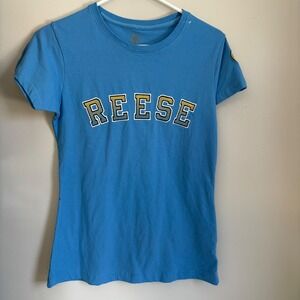 REESE Womens T Shirt Size S M Blue Graphic Print Short Sleeve‎ Top